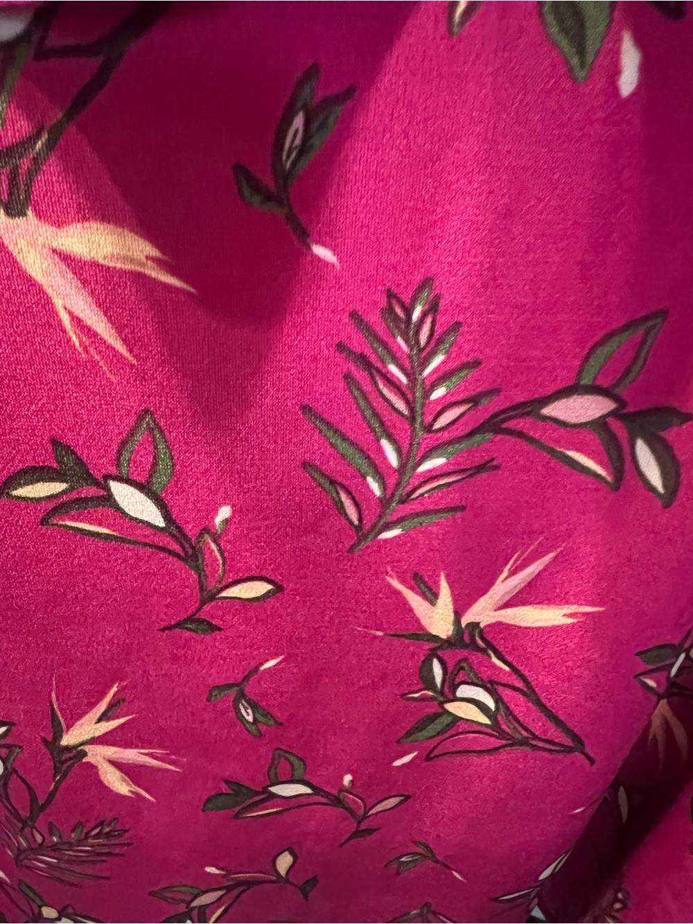 Lane Bryant Fuchsia Floral Ruffle Cold-Shoulder Blouse - Picture 3 of 5